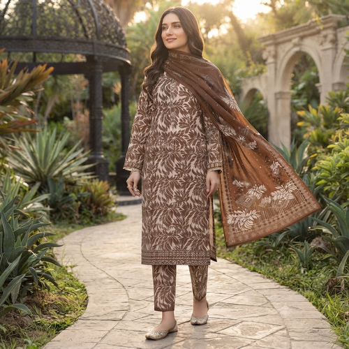 Bin Saeed Printed 3 Piece Unstitched Lawn Suit for Women