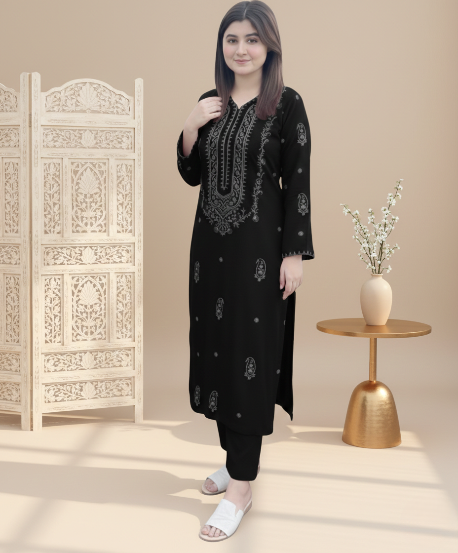 LAAM Black Embroidered 2 PC Ladies Lawn Suit – Elegant Summer Wear – POCKET  MART®