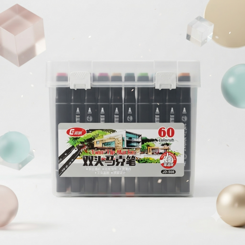 🖍️ 60 Colors Twin Tip Marker Set with Storage Case | Dual Tip Art Markers for Drawing, Sketching & Illustration