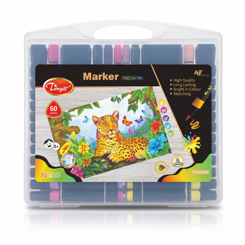 🖍️ Tongdi 60 Colors Water Color Marker Set with Carry Case | Jumbo Dual Tip Markers for Drawing, Sketching & Coloring