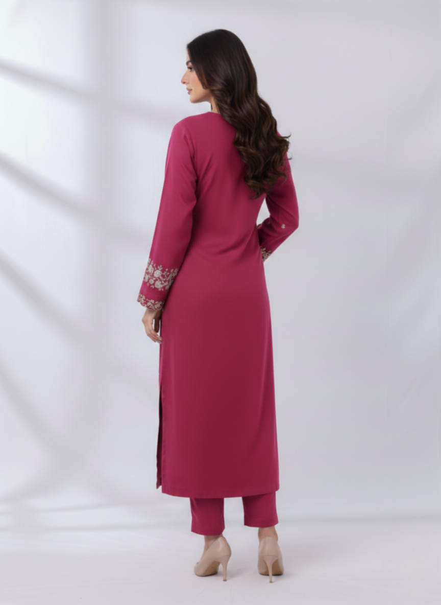 PEZWAAN Pink Embroidered Ladies Lawn Suit 2 PC – Elegant Pakistani Summer Wear