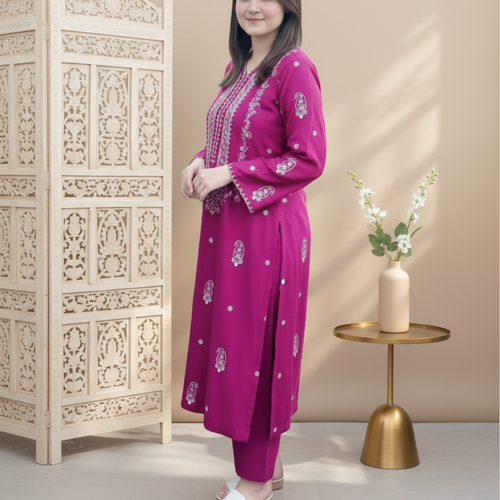 LAAM Pink Embroidered 2 PC Ladies Lawn Suit – Elegant Summer Wear