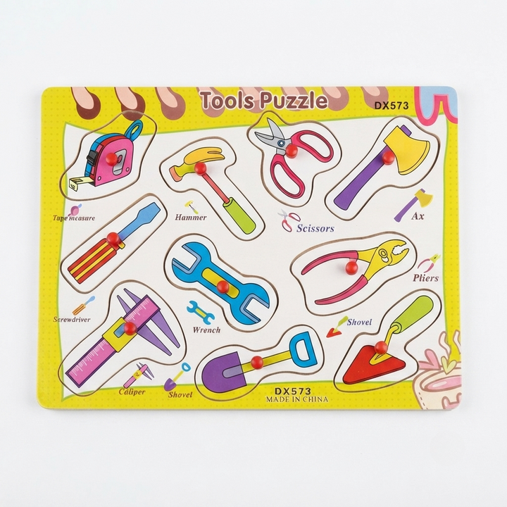 Kids Wooden Tools Puzzle Board | Educational Learning Toy | Tool Matching Peg Puzzle for Toddlers