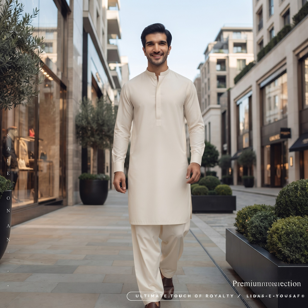 Libas-E-Yousaf American Soft Cotton Men's Unstitched 2 Piece Suit with 9 Premium Buttons – Box Packed