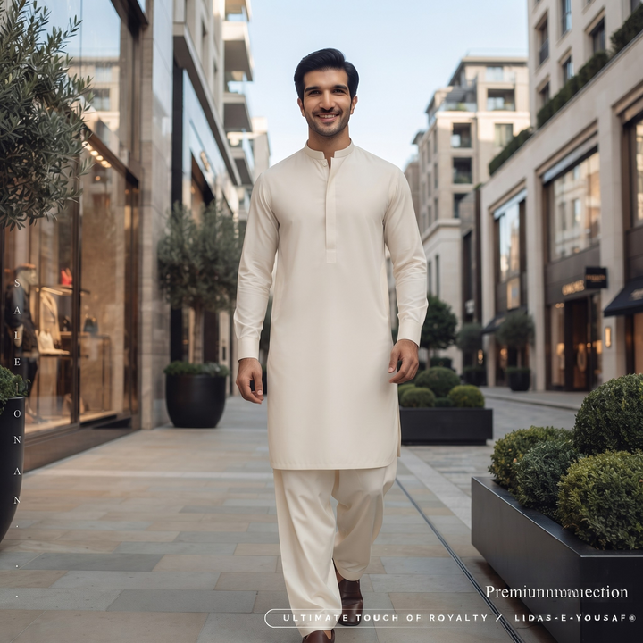 Libas-E-Yousaf American Soft Cotton Men's Unstitched 2 Piece Suit with 9 Premium Buttons – Box Packed