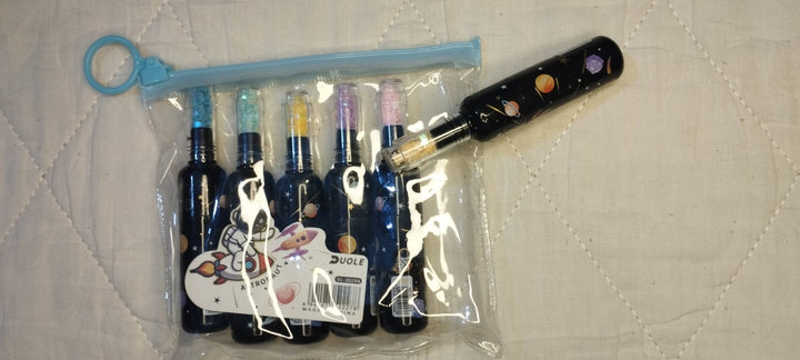 Astronaut Space Glitter Highlighter Set — 6 Colors Shimmer Ink | Galaxy Theme Kawaii Stationery for Kids & Students