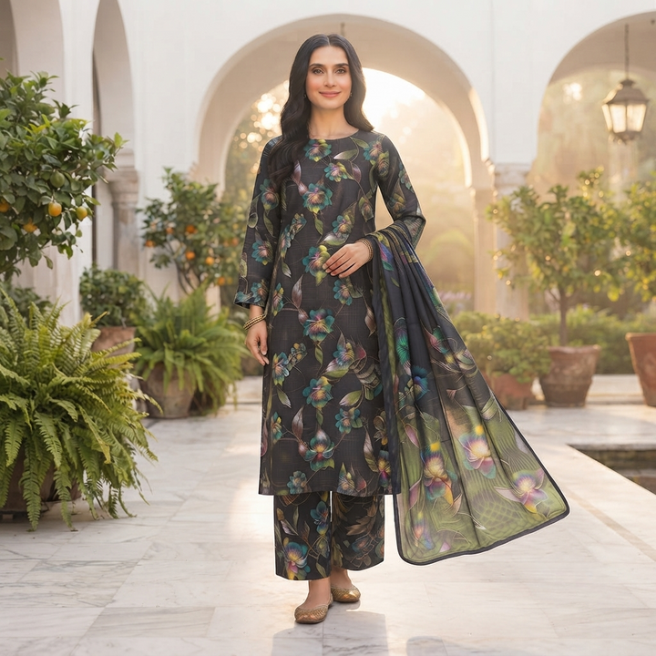 Bin Saeed Printed 3 Piece Unstitched Lawn Suit for Women