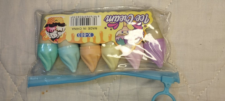 Ice Cream Cone Shaped Highlighters Set of 6 | Cute Kawaii Pastel Marker Pens for Kids | School Stationery Gift X-803