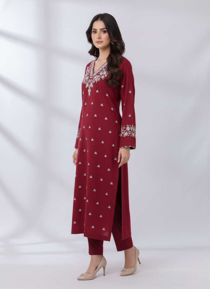 PEZWAAN Red Embroidered Ladies Lawn Suit 2 PC – Elegant Pakistani Summer Wear