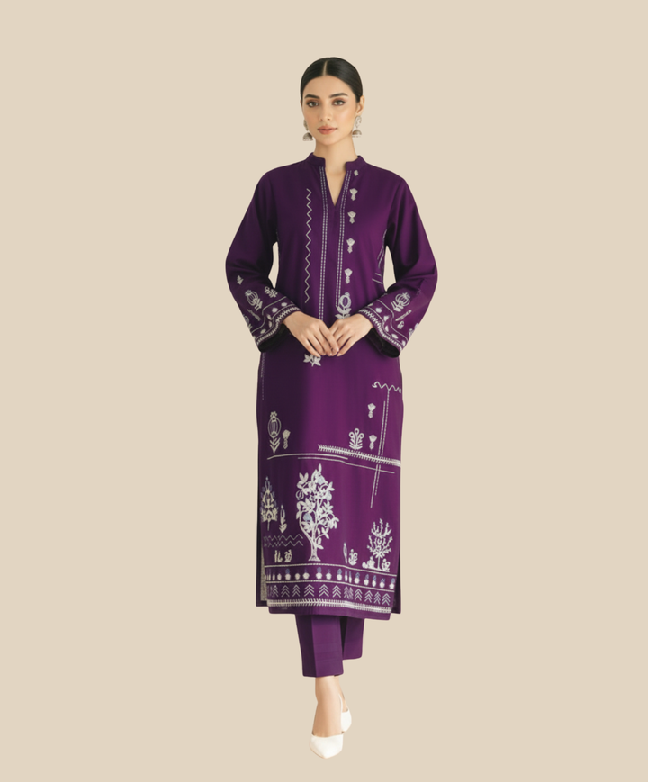 LAAM Purple Embroidered 2 PC Ladies Lawn Suit – Elegant Summer Wear