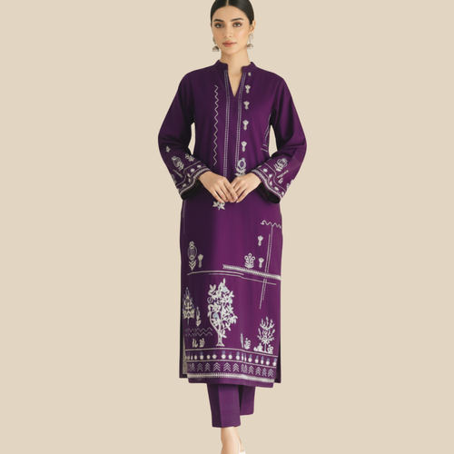 LAAM Purple Embroidered 2 PC Ladies Lawn Suit – Elegant Summer Wear