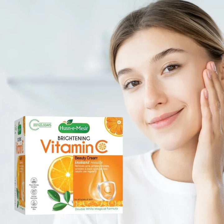 Husn e Mesir Vitamin C Brightening Cream Natural Glow Anti-Blemish Deep Action Formula for Radiant Skin