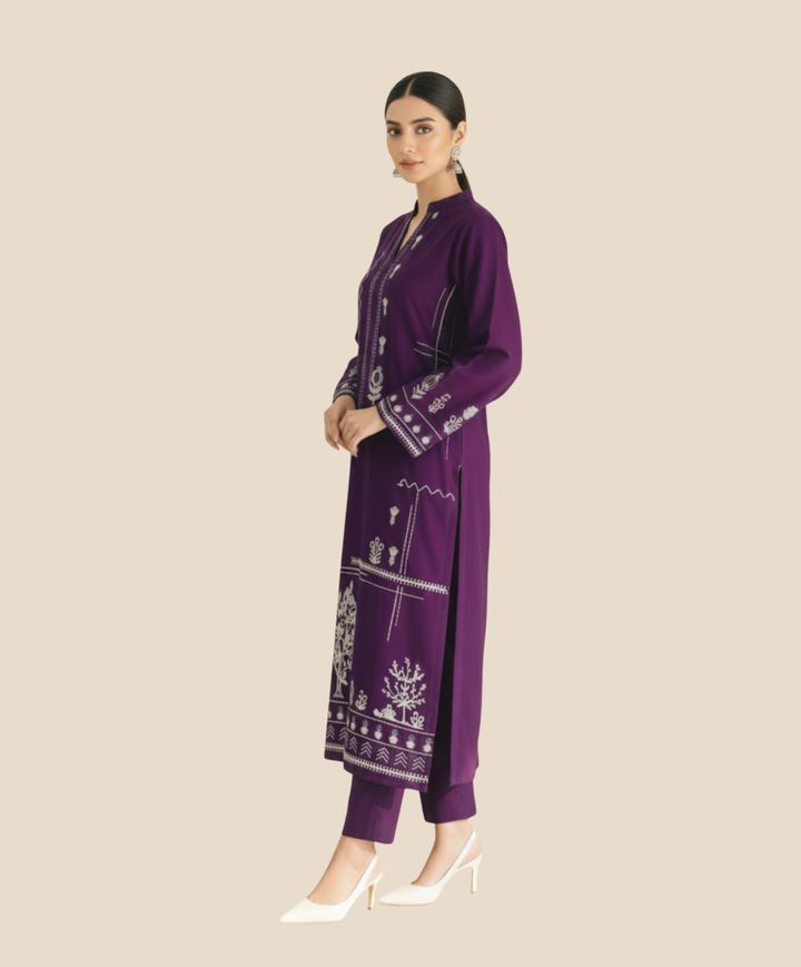 LAAM Purple Embroidered 2 PC Ladies Lawn Suit – Elegant Summer Wear