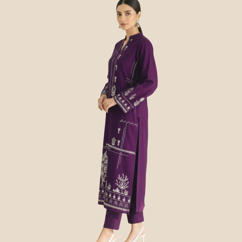LAAM Purple Embroidered 2 PC Ladies Lawn Suit – Elegant Summer Wear