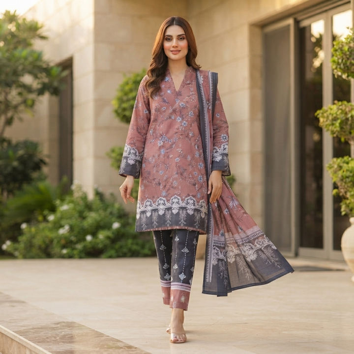 SADABAHAR Printed Stitched 3 Piece Suit for Women | Ready to Wear