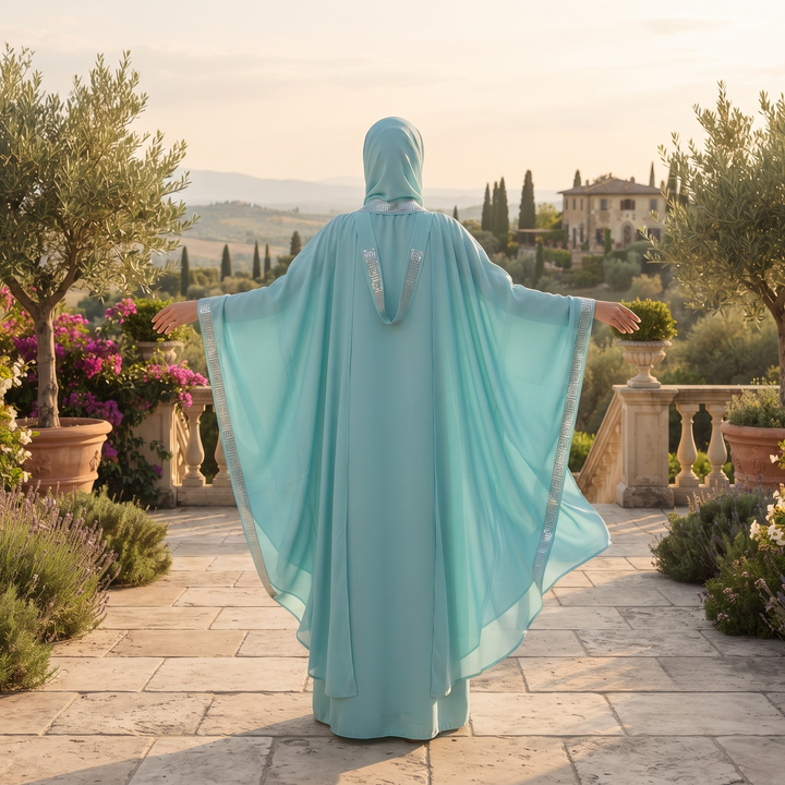 Premium Dubai Imported 2 Piece Butterfly Abaya Set for Women | Nida Fabric with Matching Inner & Hijab