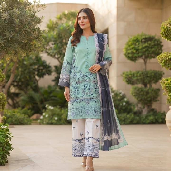 SADABAHAR Printed Stitched 3 Piece Suit for Women | Ready to Wear