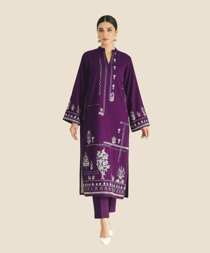 LAAM Purple Embroidered 2 PC Ladies Lawn Suit – Elegant Summer Wear