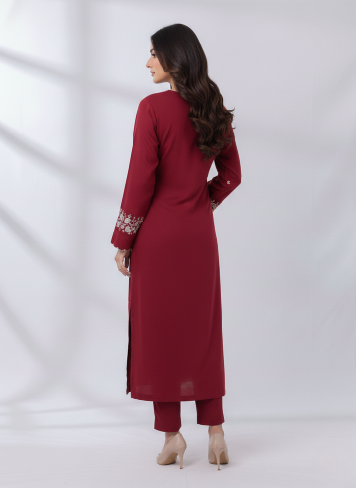 PEZWAAN Red Embroidered Ladies Lawn Suit 2 PC – Elegant Pakistani Summer Wear