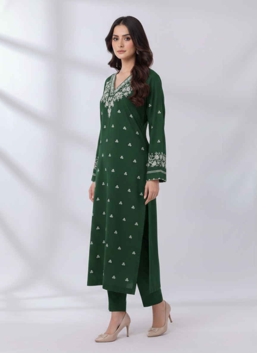 PEZWAAN Green Embroidered Ladies Lawn Suit 2 PC – Elegant Pakistani Summer Wear
