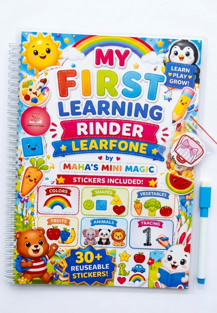 My First Learning Ladder Level One by Maha's Mini Magic — 30+ Reusable Stickers & Marker | Early Learning Workbook for Kids