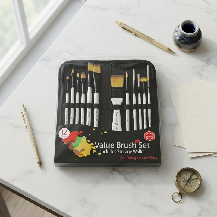 🖌️ 12 Pieces Professional Paint Brush Set with Storage Wallet | Artist Brushes for Acrylic, Watercolor, Oil & Gouache Painting