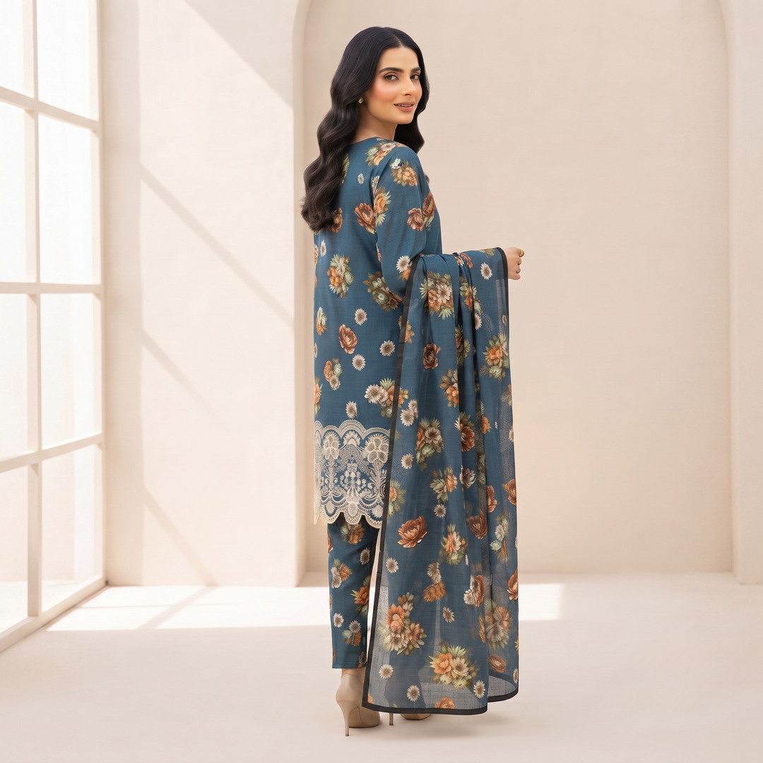 Bin Saeed Printed 3 Piece Unstitched Lawn Suit for Women