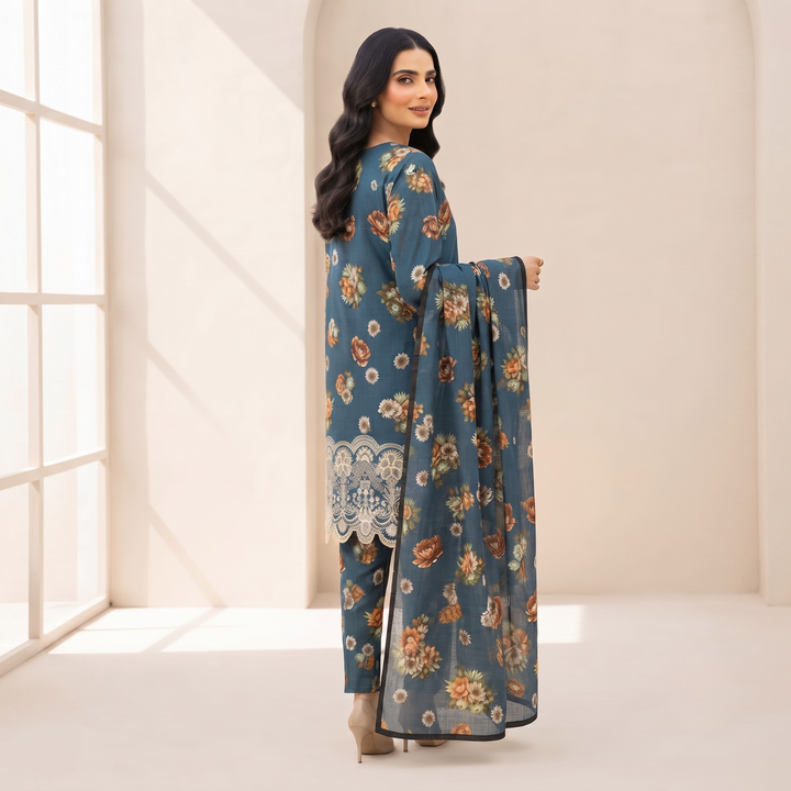 Bin Saeed Printed 3 Piece Unstitched Lawn Suit for Women