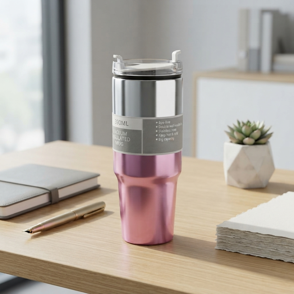 🥤 Premium Vacuum Insulated Travel Mug | 390ML Stainless Steel Tumbler