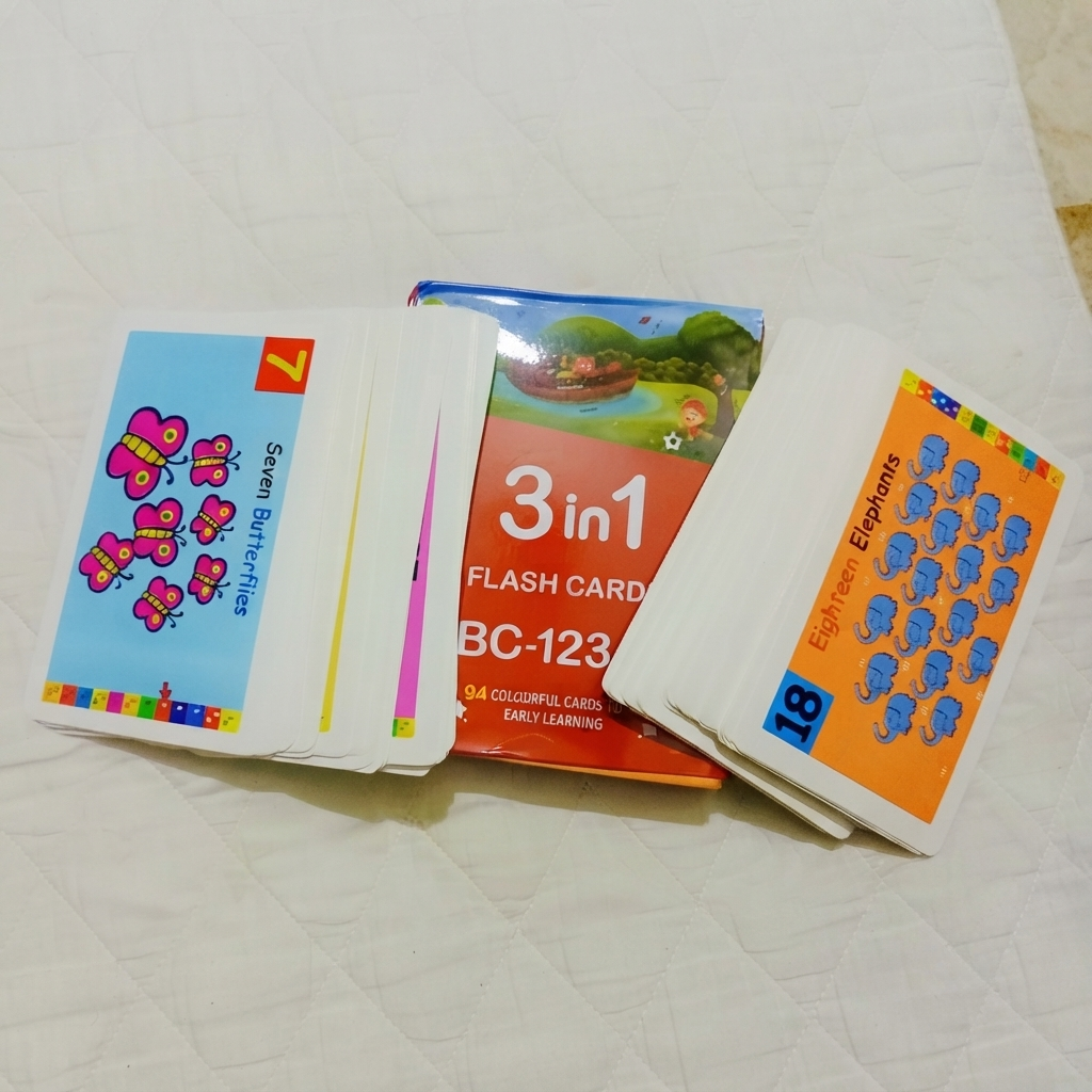 3 in 1 Flash Cards ABC-123 — 94 Colourful Early Learning Cards | Complete Alphabet, Numbers & More Flash Card Set for Kids