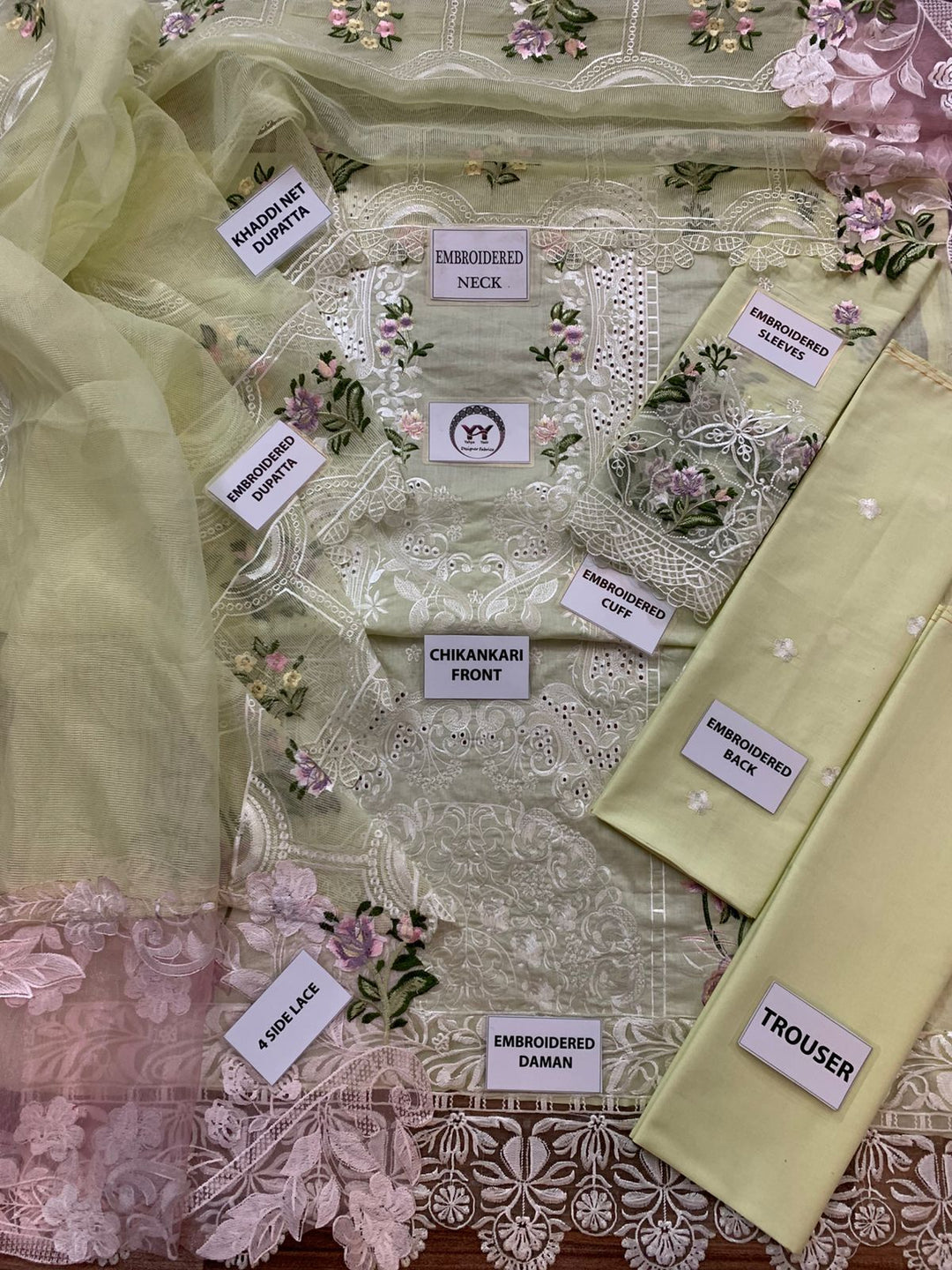 ELAF Luxury Chikankari Embroidered Lawn Suit with Organza Dupatta – Unstitched Replica