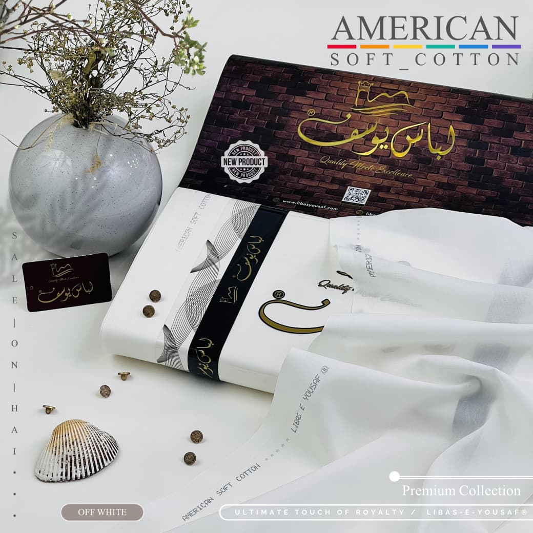 Libas-E-Yousaf American Soft Cotton Men's Unstitched 2 Piece Suit with 9 Premium Buttons – Box Packed
