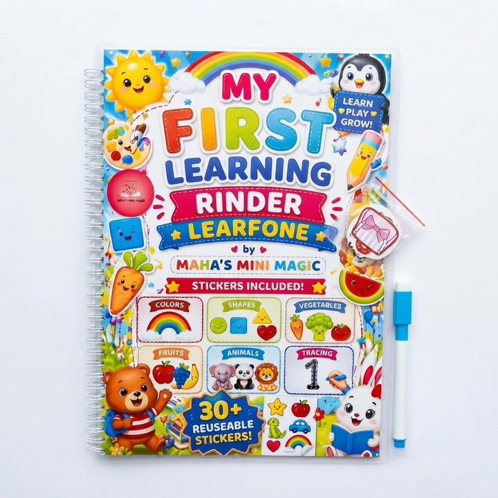 My First Learning Ladder Level One by Maha's Mini Magic — 30+ Reusable Stickers & Marker | Early Learning Workbook for Kids