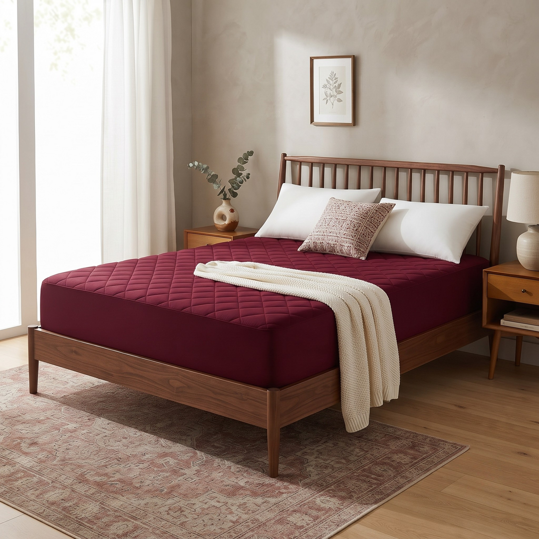 Double Bed Elastic Mattress Cover – Stretchable Fitted Bed Protector