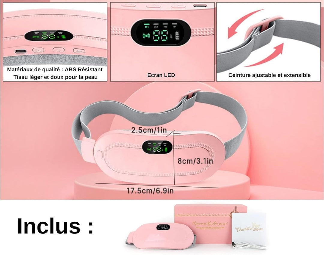 Digital Period Heating Pad & Vibrating Belt | Fast Menstrual Cramp Relief | Rechargeable & Portable Smart Heating Belt