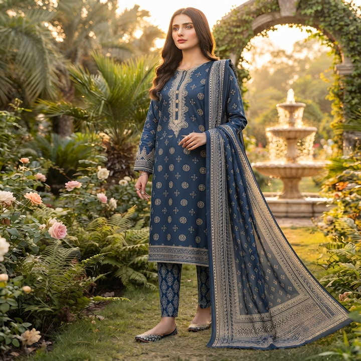 Bin Saeed Printed 3 Piece Unstitched Lawn Suit for Women
