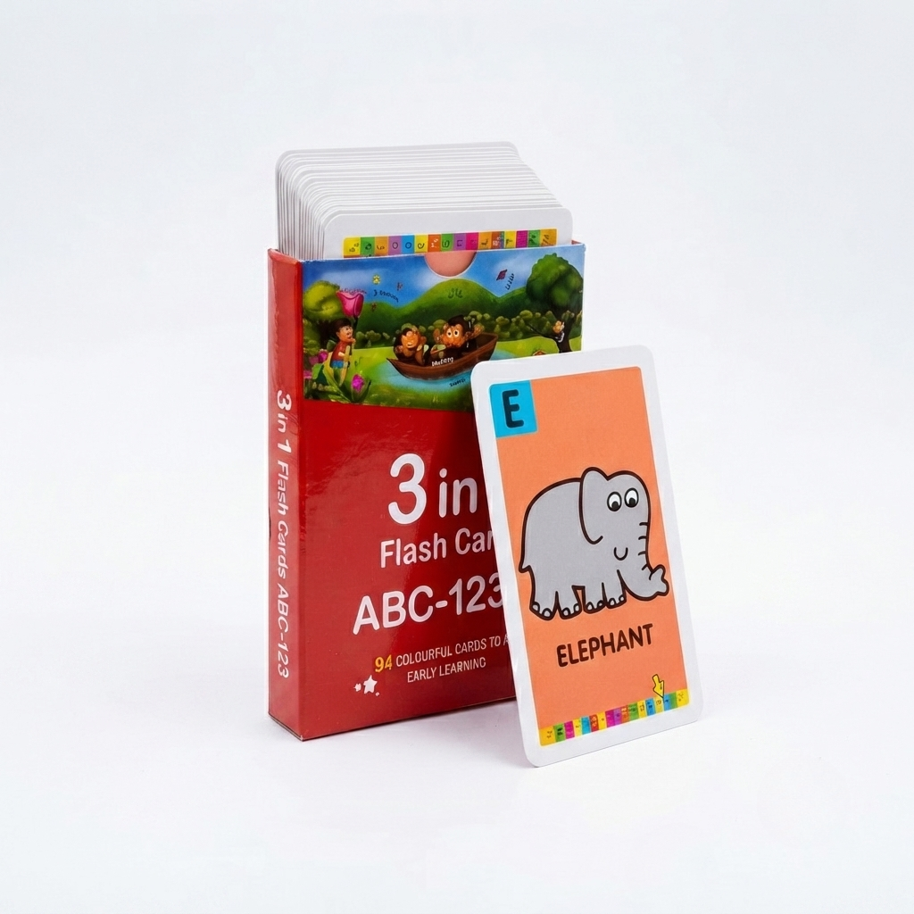 3 in 1 Flash Cards ABC-123 — 94 Colourful Early Learning Cards | Complete Alphabet, Numbers & More Flash Card Set for Kids