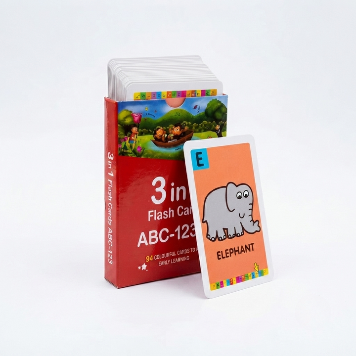 3 in 1 Flash Cards ABC-123 — 94 Colourful Early Learning Cards | Complete Alphabet, Numbers & More Flash Card Set for Kids