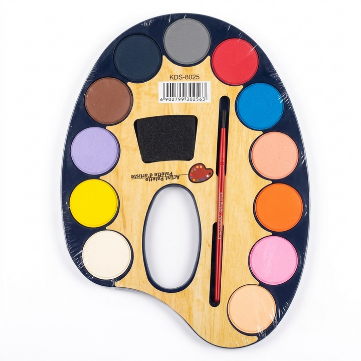 Artist Palette Watercolor Paint Set — 12-Color Pan with Brush | Kids & Beginner Painting Kit