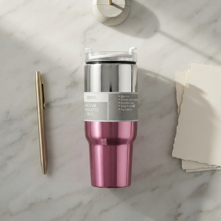 🥤 Premium Vacuum Insulated Travel Mug | 390ML Stainless Steel Tumbler