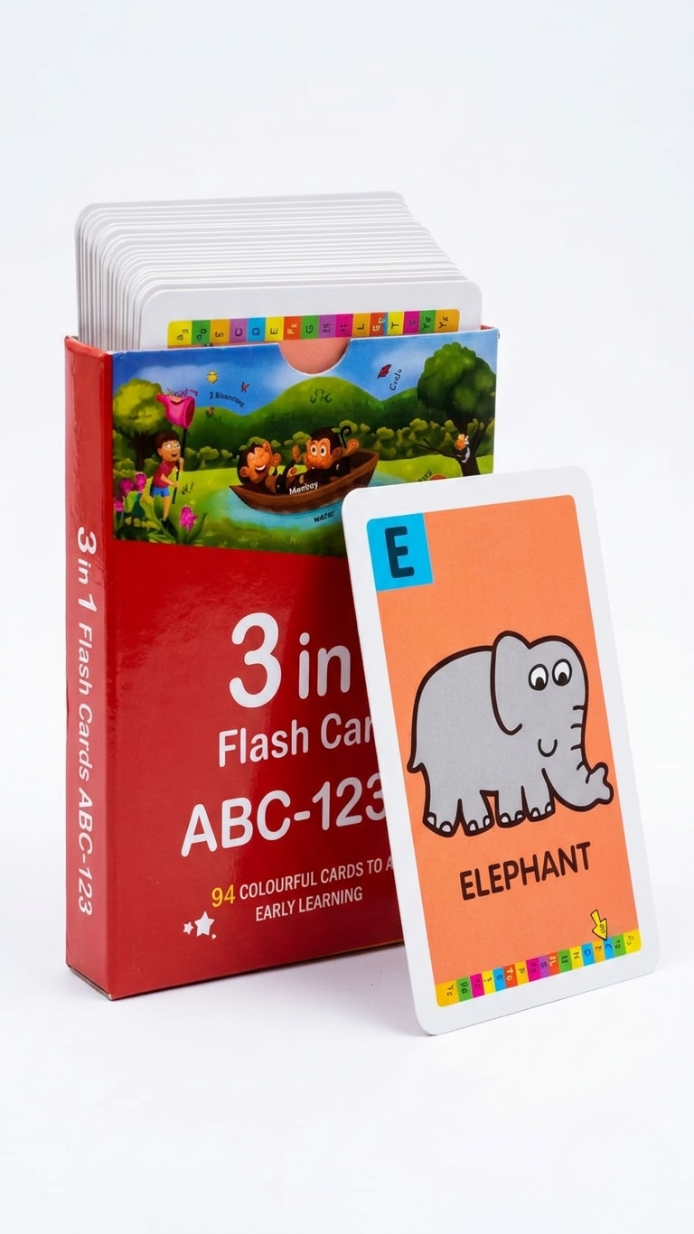 3 in 1 Flash Cards ABC-123 — 94 Colourful Early Learning Cards | Complete Alphabet, Numbers & More Flash Card Set for Kids