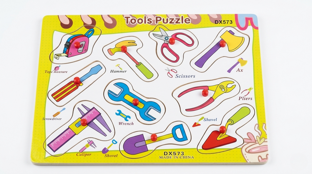 Kids Wooden Tools Puzzle Board | Educational Learning Toy | Tool Matching Peg Puzzle for Toddlers