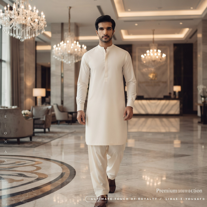 Libas-E-Yousaf American Soft Cotton Men's Unstitched 2 Piece Suit with 9 Premium Buttons – Box Packed