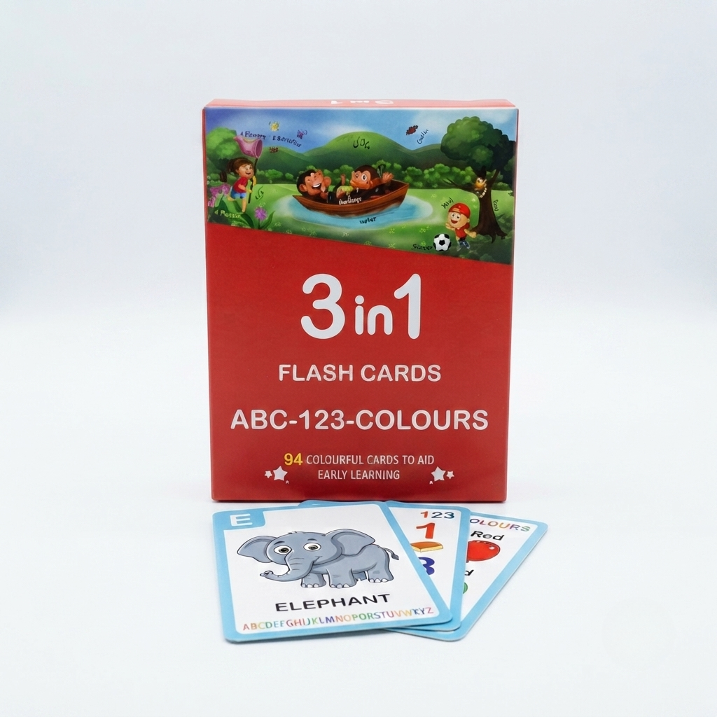 3 in 1 Flash Cards ABC-123 — 94 Colourful Early Learning Cards | Complete Alphabet, Numbers & More Flash Card Set for Kids