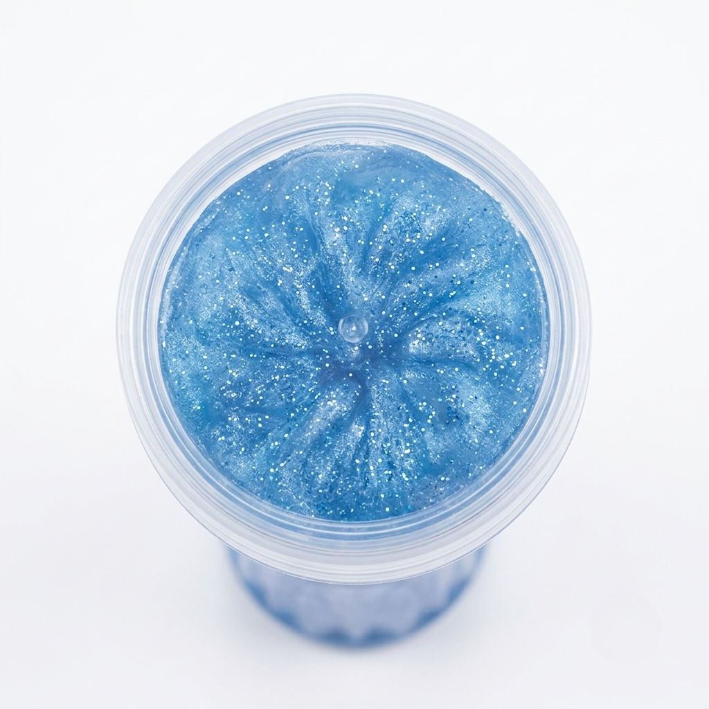 Ocean Blue Pearl Shimmer Slime — Large Tall Jar | Marble Swirl Glitter Sensory Fidget Toy for Kids