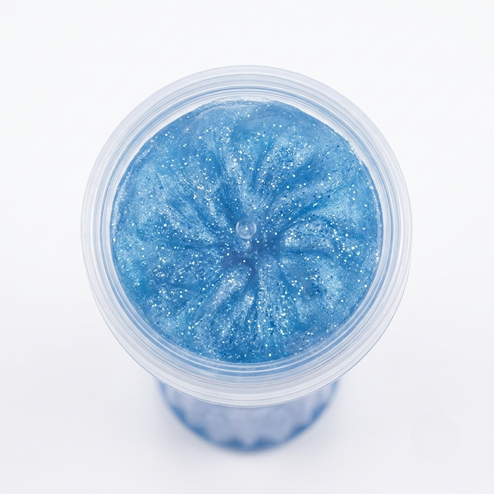 Ocean Blue Pearl Shimmer Slime — Large Tall Jar | Marble Swirl Glitter Sensory Fidget Toy for Kids