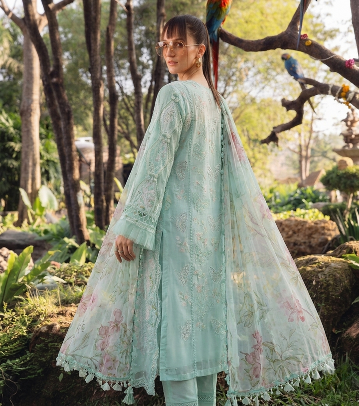 MARIA.B M.Prints "Minty Butterfly Dreams" – Embroidered 3-Piece Lawn Suit