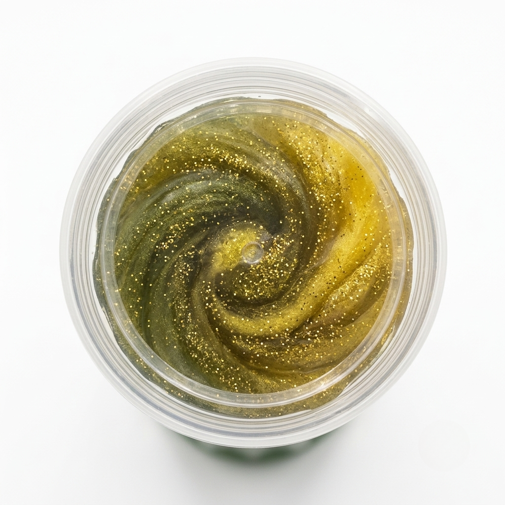 Galaxy Green Gold Slime — Large Tall Jar | Aurora Swirl Glitter Sensory Fidget Toy for Kids