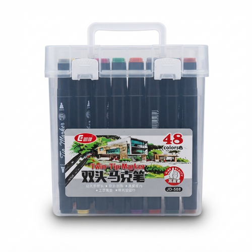 🖍️ 48 Colors Twin Tip Marker Set with Portable Carry Case | Dual Tip Art Markers for Drawing, Sketching & Illustration