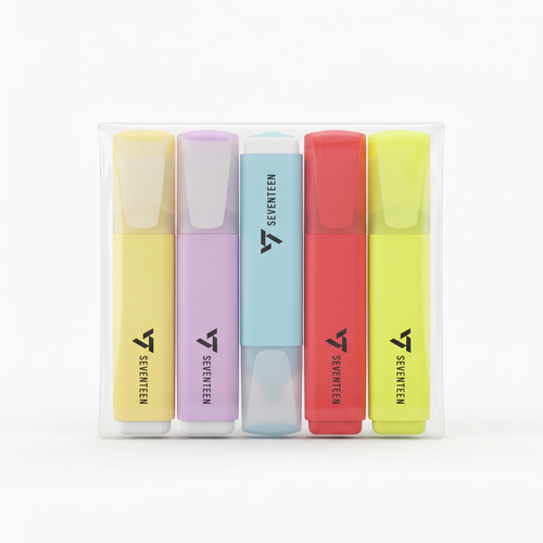 Seventeen 5-Piece Pastel Highlighter Marker Set with Reusable Storage Case